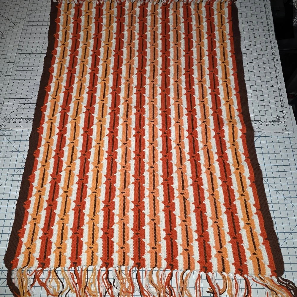 Handmade Crotchet Afghan Throw Blanket‎ - Preloved and Vintage late 70s